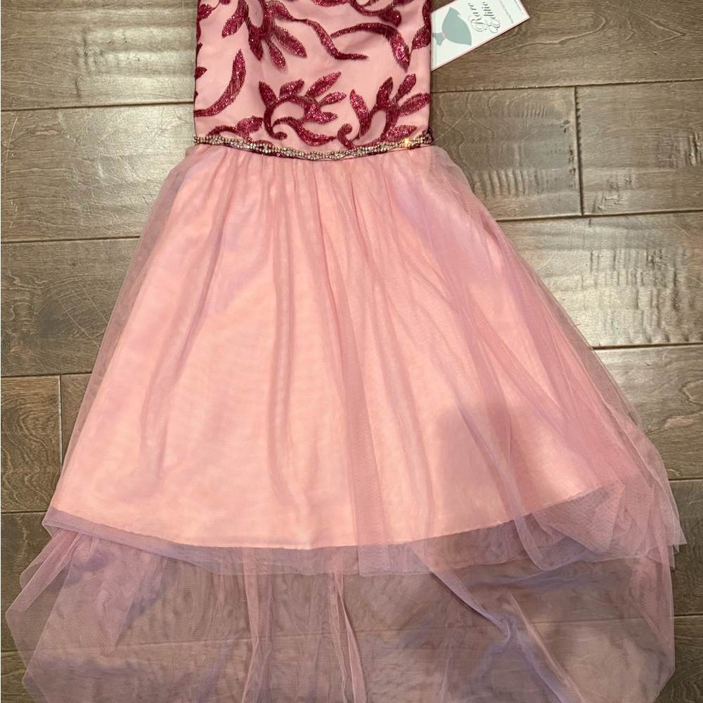 Rare Editions Pink and Burgundy Formal Kids Dress